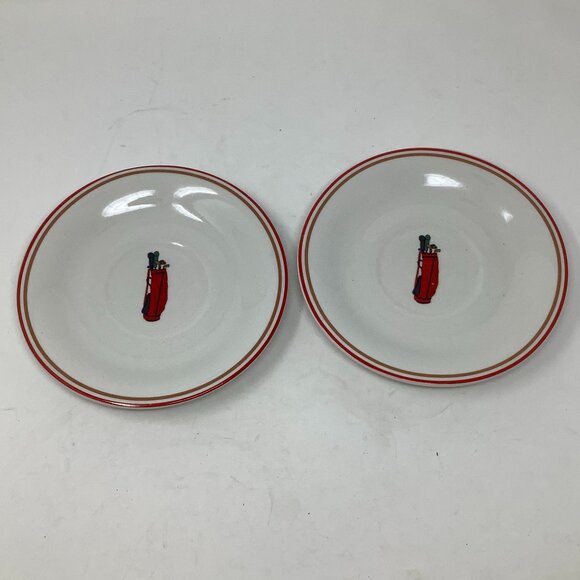 Set of 2 vintage golf bag plates J.C. Penney white red - Picture 1 of 4